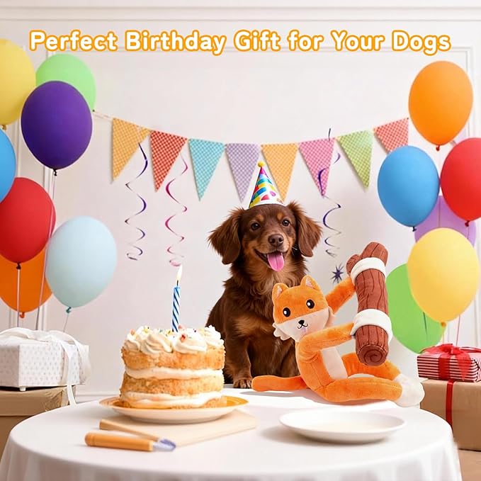 GJEASE Squeaky Dog Toys,Plush Puppy Toys with Pull Branch,Tug of War Dog Toy for Dogs, Interactive Dog Toys for Small, Middle Dogs Under 55LB,with Crinkle Paper and Squeaker