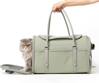 Petropolitan Soft-Sided Pet Carrier for Cats and Small Dogs – Stylish, Airline-Approved Travel Bag with Mesh Ventilation, Collapsible, Removable Pad and Safety Leash, Fits up to 16 lb