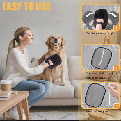 Pet Hair Remover Gloves for Furniture & Car - Electrostatic Deshedding Mitt for Cats/Dogs, Reusable Washable on Sofa, Clothes, Carpet (2pcs-Black)