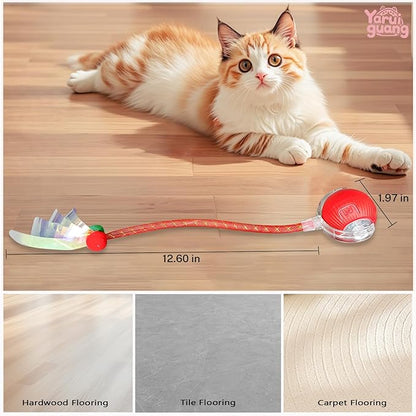 Yaruiguang New Upgraded Cat Ball Toy - Speedy Tail 2.0 Cat Toy, Interactive Cat Toy Ball, Stimulating Toys and Juguetes para Gatos, Cat Toys for Bored Indoor (Red)