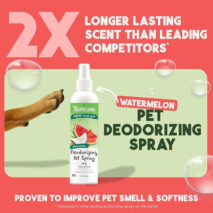 TropiClean Watermelon Cat & Dog Deodorizing Spray | Cat & Dog Grooming Supplies | 8 oz | Made in the USA