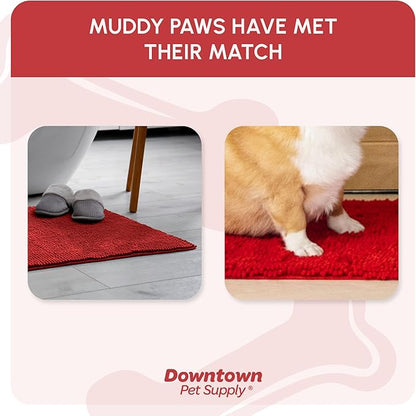 My Doggy Place Dog Mud Mat, 18" x 24" Red – Thick Microfiber Entry Rug for Snow, Mud & Salt – Absorbent, Quick-Dry, Washer-Safe & Non-Slip, Small