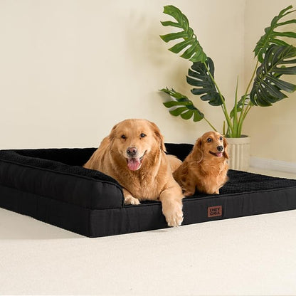 EHEYCIGA XXL Dog Bed Memory Foam, Orthopedic Giant Dog Bed Jumbo with Washable Removable Cover, Waterproof Pet Sofa Couch with Nonskid Bottom, 48x35x7.5, Black