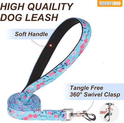 BEAUTYZOO No Pull Dog Harness and Leash Set with 2 Metal Leash Clips - Overhead-Free 3 Snap Buckles Design, Adjustable No-Choke Soft Padded Reflective Oxford Pet Vest for Small Medium Large Dogs, M