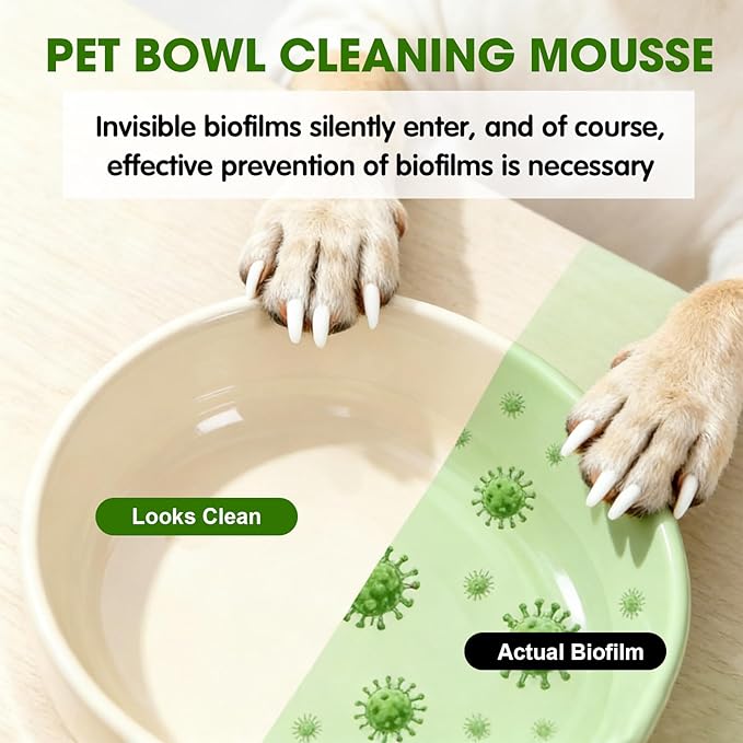 Dog Bowls & Cat Bowls Cleaner, Pet Toy Cleaner Mousse, 320ML Natural Formula with Citric Acid, Cleans Dishes, Feeders & Accessories, Leaves No Residue, Safe for Pets