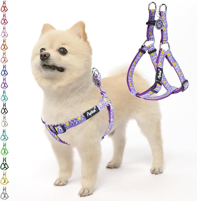 PUPTECK No Pull Easter Dog Harness Soft Adjustable Basic Nylon Step in Puppy Vest Outdoor Walking with ID Tag, Light Purple S
