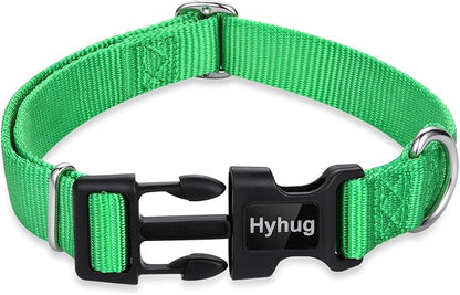 Hyhug Dog Collar for Large Dogs, Green Heavy Duty | Quick Release Nylon Buckle Collar, Adjustable & Durable Pet Supplies for Boy & Girl Dogs (Large, Lime Green)