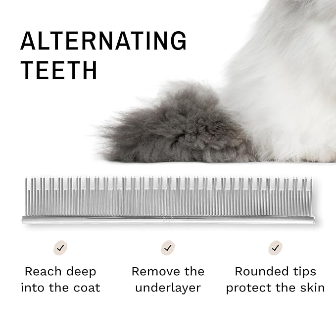 Eye Envy ProGlide 6" Cat Comb. Deshedding and Detangling Comb. Removes undercoat, shedding hair, tangles and knots. Prevents matted fur. Gentle rounded pins of two lengths