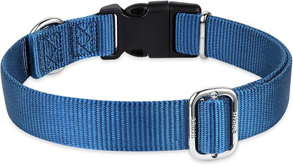 Hyhug Medium Dog Collar, Blue:Heavy-Duty Quick-Release Nylon Buckle, Adjustable & Durable, Cute Dog Collar (Medium, Classic Blue)