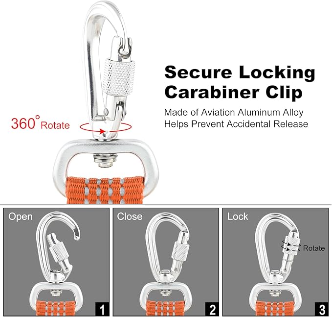 Plutus Pet Heavy Duty Dog Leash with Lockable Aluminum Carabiner, 4/6 Feet Long, Double-Sided Reflective Nylon, Padded Handle, for Puppy, Small, Medium and Large Dogs (Orange, 4/5" x 6')