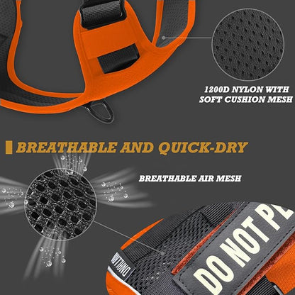 Tactical Dog Harness for Small and Medium Breeds, Air Dog Vest No Pull with Reflective Do Not Pet Patches, Breathable Dog Molle Vests for Training Walking Hunting Orange