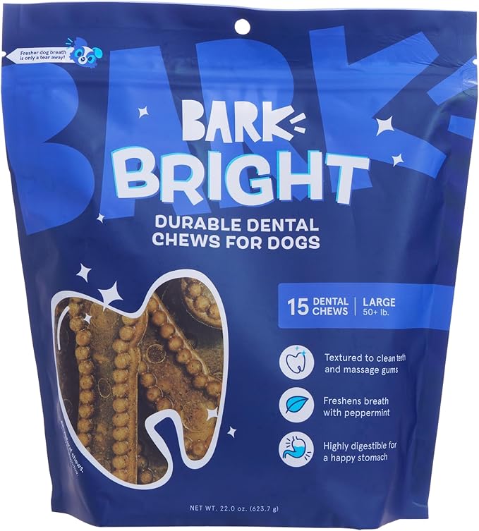 Barkbox Bright Durable Dental Chew Sticks for Dogs - 15 Chews Made for Tough Chewers, Large Breeds