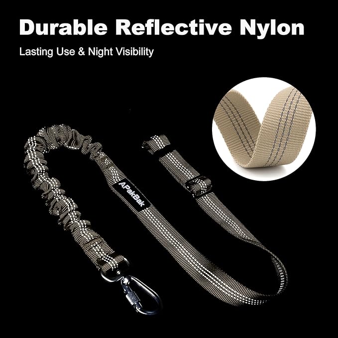 Dog Seat Belt for Car, Adjustable Dog Car Harness Seatbelt for Small Medium Large Dogs, Heavy Duty Travel Safety Restraint with Locking Aluminum Hook & Reflective Nylon Strap, Beige