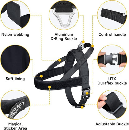 EXCELLENT ELITE SPANKER No Pull Dog Harness Padded Military Patrol Vest Adjustable Nylon Small Service Walking Dog Harness with Handle for Training Running(BLK-S)