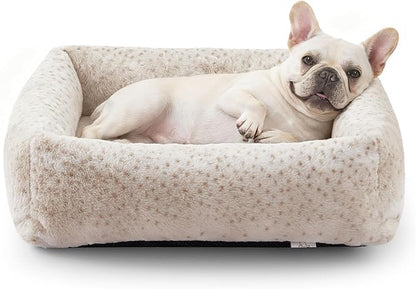 JOEJOY Small Dog Bed for Small Dogs, Washable Orthopedic Premium Soft Corduroy Fleece Pet Bed with Removable Zipper Cover, Cute Calming Puppy Bed with Non Skid Bottom