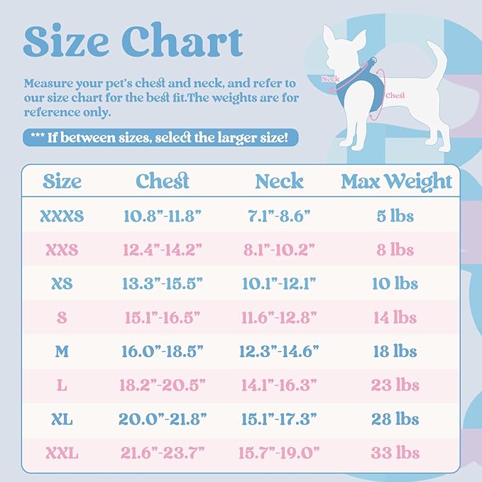 rabbitgoo Small Dog Harness, Step-in Soft Mesh Puppy Vest with Safety Buckle, Breathable Reflective Pet Harness for Small Sized Dogs, Blue & Plaid Trim S
