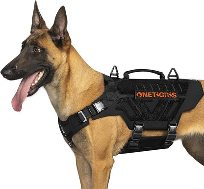 OneTigris X-Armor Tactical Dog Harness MOLLE Vest with Metal Buckles, No-Pull No-Escape No-Slippage Design for Medium, Large & Size XL Dogs -Black L