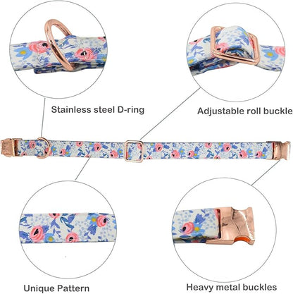 Metal Buckle Dog Collar, Durable Adjustable Dog Collar Soft for Small Medium Large Dogs (S(10-14in), Flower2)