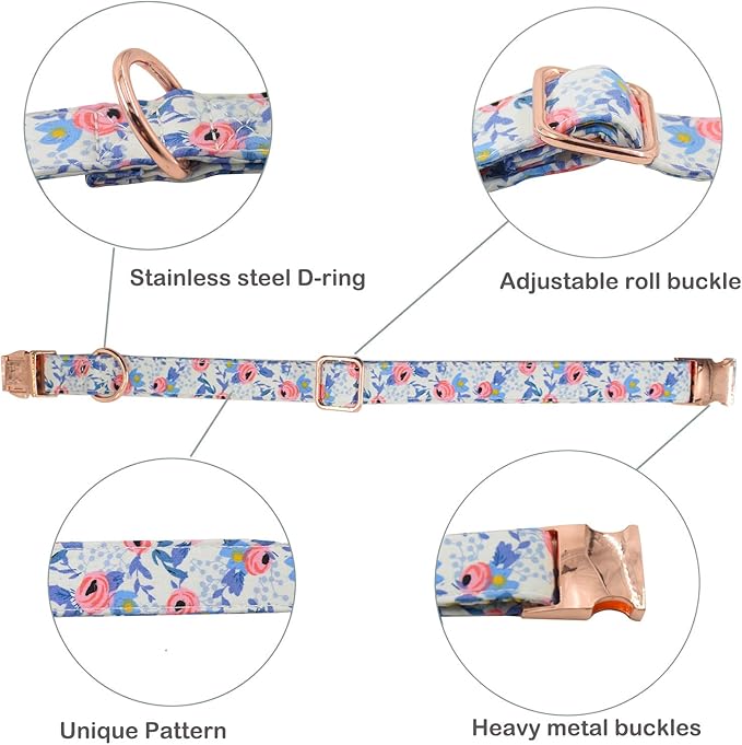 Metal Buckle Dog Collar, Durable Adjustable Dog Collar Soft for Small Medium Large Dogs (L(15-23in), Flower2)