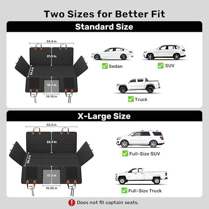 Zanch Heavy-Duty Dog Truck Seat Cover, Flat Solid Back Seat Extender for Multi Large Dogs, Hard-Base Supports 450 lb, Waterproof Hammock Protector, XL for Full-Size Crew Cab Trucks & SUVs, Orange