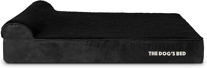 The Dog’s Bed Orthopedic Headrest Dog Bed XL Black Plush, Memory Foam, Pain Relief for Arthritis, Hip & Elbow Dysplasia, Post Surgery, Lameness, Waterproof Washable Cover, Veterinary Approved