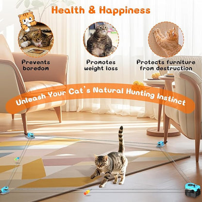 ITSHINY Upgrade Interactive Cat Toys - Automatic Cat Toys for Bored Indoor Adult with Remote Control, 3 Speeds, Indoor Cat Chase Hunting Feather Toys for Fitness, Playtime & Energy Release (Sky Blue)