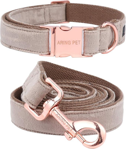 ARING PET Dog Collar and Leash, Velvet Dog Collar and Leash Set, Soft & Comfy, Adjustable Collars for Dogs Medium