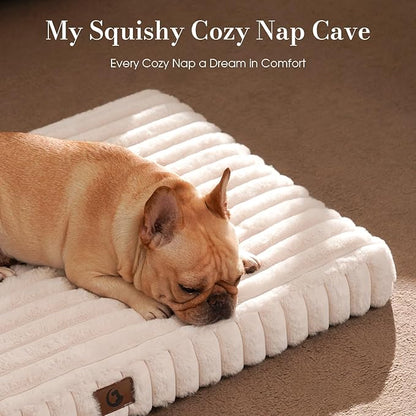 Cozila Large Orthopedic Dog Crate Bed with Waterproof Lining, Soft Short Plush Surface & Egg Crate Foam for Calming Puppy, Machine Washable Pet Bed with Removable Cover & Anti Slip Bottom