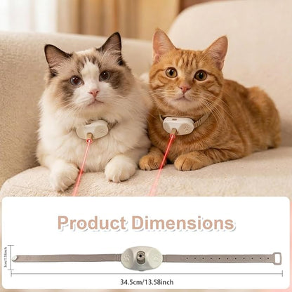 Walfront Cat Toys, Adjustable Fit 9.1–13.4"(23–34cm) Wide Beam Angle Brown Light-Up Collar, USB Rechargeable 2 Modes with Automatic Chasing, Playtime at Home for Energetic Cats, Fun Exercise