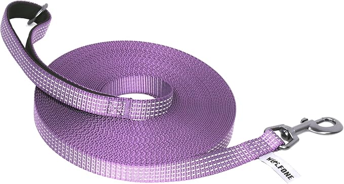Wolfone Long Line Dog Leash with Padded Handle Purple 5m Training Leashes Reflective Leads for Dogs Outside