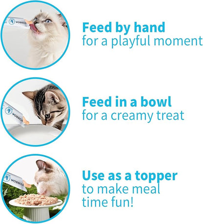 YOSSOA 100Tubes Cat Treat Snack Wet Lickable Squeeze Stick Lickable Treats Dogs & Cats Omg3 Squeezable Creamy Purée Cat Snack Chicken Lickable with Multivitamin Lickable pet Treats Healthy Grain-Free