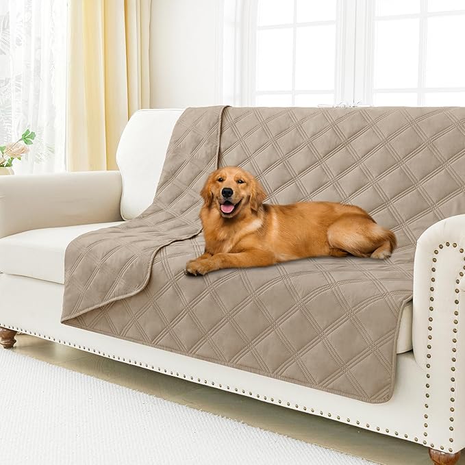 Smiry Waterproof Dog Bed Cover Blanket 52x82, Soft Reversible Pet Blanket, Washable Leakproof Cats Dogs Couch Cover for Sofa, Couch, Furniture, Lattice, Taupe/Taupe