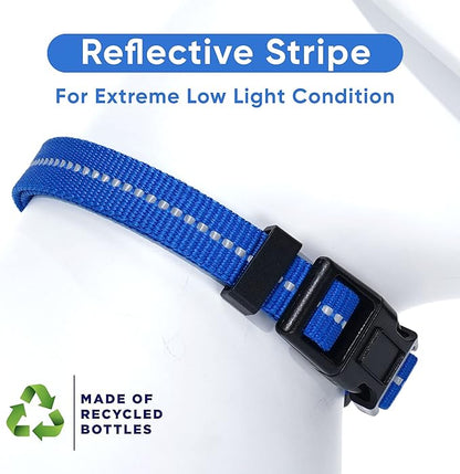 Pawtitas Recycled Dog Collar with Reflective Stitched Puppy Collar Made from Plastic Bottles Collected from Oceans Medium Blue Ocean