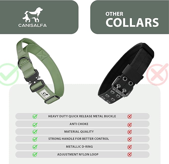 Camo Tactical Dog Collar for Medium & Large Dogs – Heavy Duty Adjustable Nylon Collar with Control Handle, Quick-Release Metal Buckle & D-Ring Comfortable, Durable Training Collar for All Dog Breeds