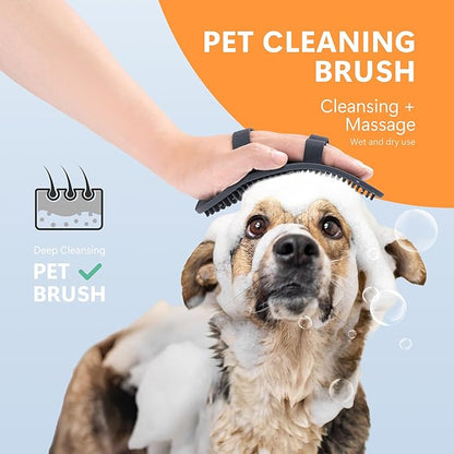 Li&Zhao Dog Bath Brush - 2 PCS Pet Shampoo Brush & Massager for Dog Cat Bath Time, Soft Silicone Grooming Comb for Short Medium Hair