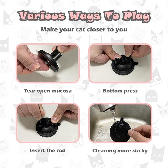 Greoil Cat Feather Toys, Interactive Cat Toy for Indoor Cats,Cat Wand Toys with 2 Suction Cup and 3 Wands, 3 in 1 Cat Toys for Bored Cats, Kitten Toy with Balls and Birds