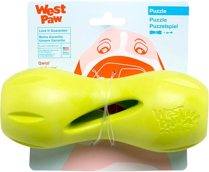 West Paw Zogoflex Qwizl Interactive Treat Dispensing Dog Puzzle Treat Toy for Dogs, Granny Smith, Large