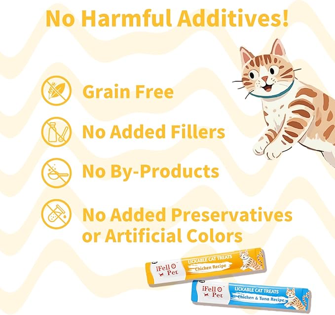 IFELLO PET Cat Treats Lickable, Variety Pack - Lickable Cat Treats Squeeze Up, with Tuna, Salmon, Chicken Flavor, Grain-Free for Skin & Coat Support, 0.53 oz(Pack of 12)