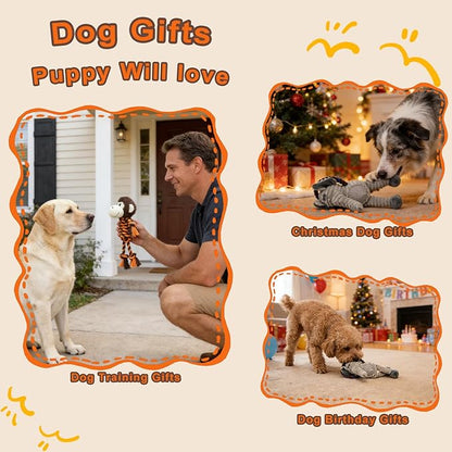 Rope Dog Toys to Keep Them Busy - Tug of War Dog Toys for Boredom Plush Interactive Squeaky Puppy Toys for Small Medium Large Dogs, Training Birthday Gifts