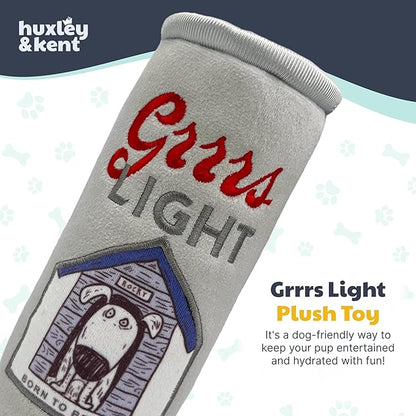 Huxley & Kent Funny Dog Toy w/Squeaker – Power Plush Squeaky Dog Toys for Small, Medium & Large Dogs – Soft Stuffed Animal for Indoor Play & Fetch - Grrrs Light, Small