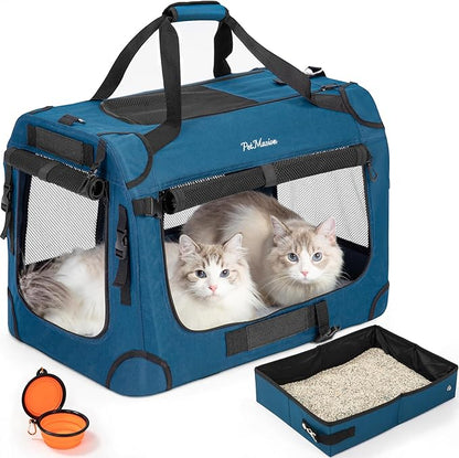 PetMasion Extra Large Cat Carrier for 2 Cats, Soft Pet Car Travel XL Bag for Large Big Cat 20lbs+, for Two Cats Long Trips Ride 24"x16.5"x16.5" with Litter Box