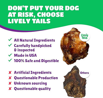 Lively Tails Dog Bones for Aggressive Chewers, Knee Caps for Dogs, Beef Bones for Large Dogs, Medium, and Small, Long Lasting Knee Bone for Dog, 10 Count