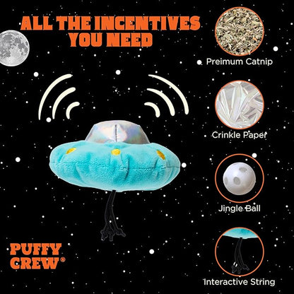 Interactive Catnip Cat Plush Toy, Space Travel Theme, for All Breed Size Cats (UFO)