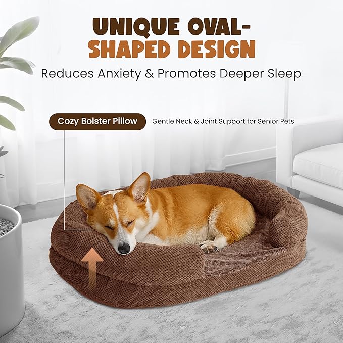 Miorun Washable Dog Bed for Small and Medium Dogs, Soft Pet Bed with Removable Cozy Fabric Covers, Stylish Calming Dog Couch for Better Sleep Crate and Travel Friendly,