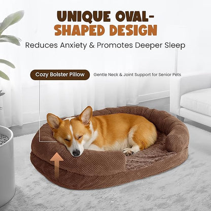 Miorun Washable Dog Bed for Small and Medium Dogs, Soft Pet Bed with Removable Cozy Fabric Covers, Stylish Calming Dog Couch for Better Sleep Crate and Travel Friendly,