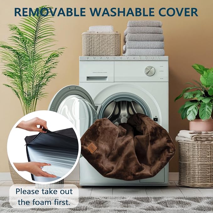 Dog Crate Pad - Dog Bed Large Sized Dogs with Removable Washable Cover and Waterproof Lining - XL Memory Foam Pet Bed for Crate - Reversible Kennel Mat (Cool & Warm), 42-inch, Brown