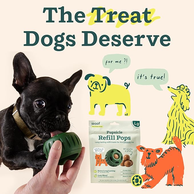 WOOF Pupsicle Refill Pops, Delicious Long Lasting Dog Treats, Pre-Made Pupsicle Refills for Dogs, Wholesome Ingredients, Low-Mess Chicken Pet Treats - Large Pops - 7 Count - 2 Pack