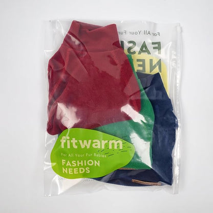 Fitwarm 3 Pack Classic Fleece Dog Sweater, Christmas Dog Winter Clothes for Small Dogs Boy Girl, Holiday Pet Apparel, Burgundy Red, Green, Navy Blue, XL