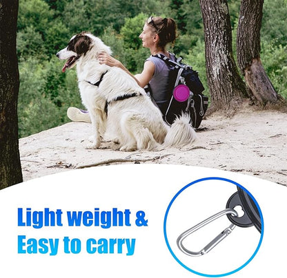 Dog Bowl Large Pet Collapsible Bowls, 2 Pack Collapsible Dog Water Bowls for Cats Dogs, Portable Pet Feeding Watering Dish for Walking Parking Traveling with 2 Carabiners (Large, Pink+Purple)