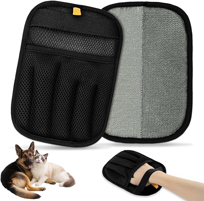 2 PCS 2025 Upgraded Five-Finger Pet Hair Remover Electrostatic Gloves, Pet Hair Removal Glove for Dog Cat Grooming, Durable Dogs Cats Hair Removal Tool for Furniture Car Couch Carpet Clothes